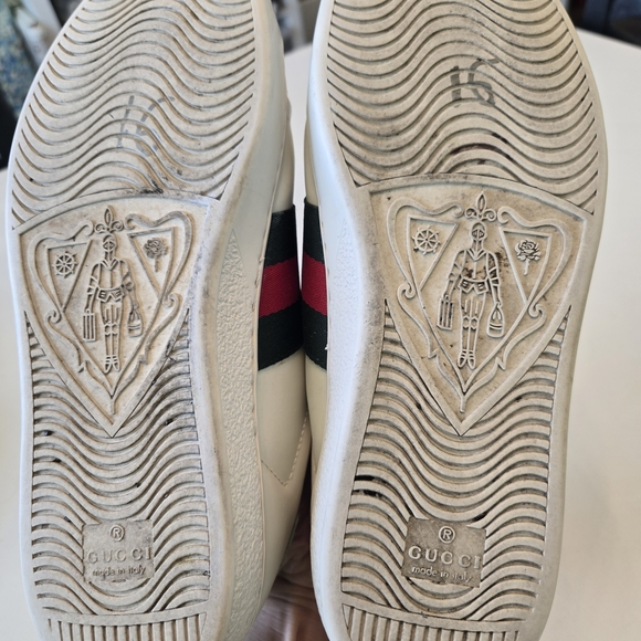 Womens Gucci Ace Embroidered Bee White Sneakers, Used, Red Green Accents - Picture 9 of 10